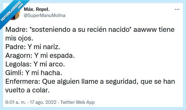 el señor de los anillos,recién nacido,madre,padre