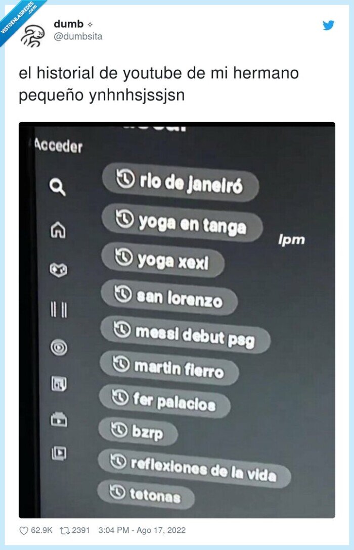 historial,youtube,hermano pequeño