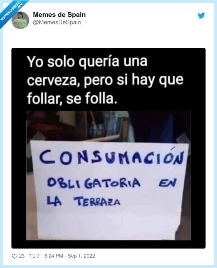 consumar,consumación,obligatoria,cartel,terraza