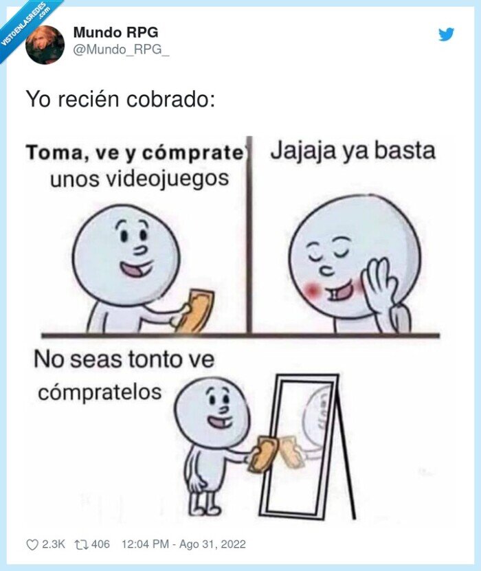 recién,cobrado,mimar,espejo,sueldo,comprar