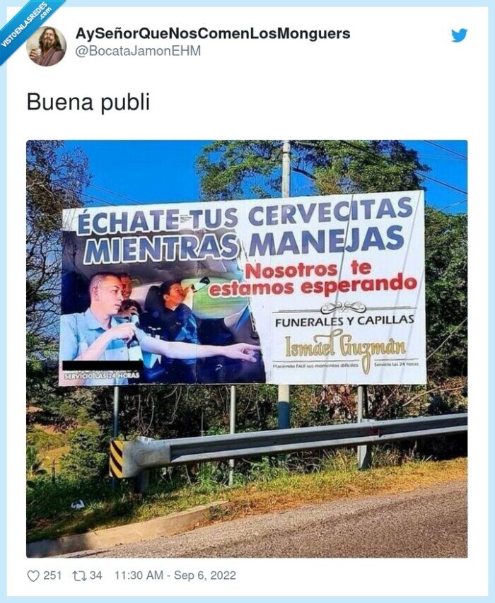 funeraria,capilla,publicidad,conducir,beber