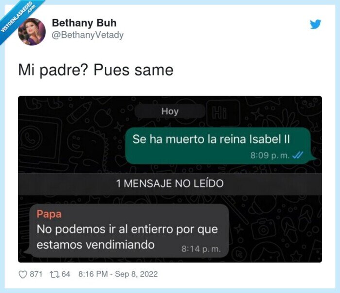 padre,whatsapp,reina isabel ii,muerte,dep