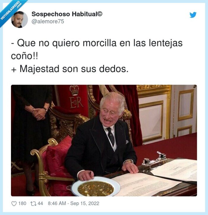 morcilla,lentejas,majestad,carlos iii,dedos