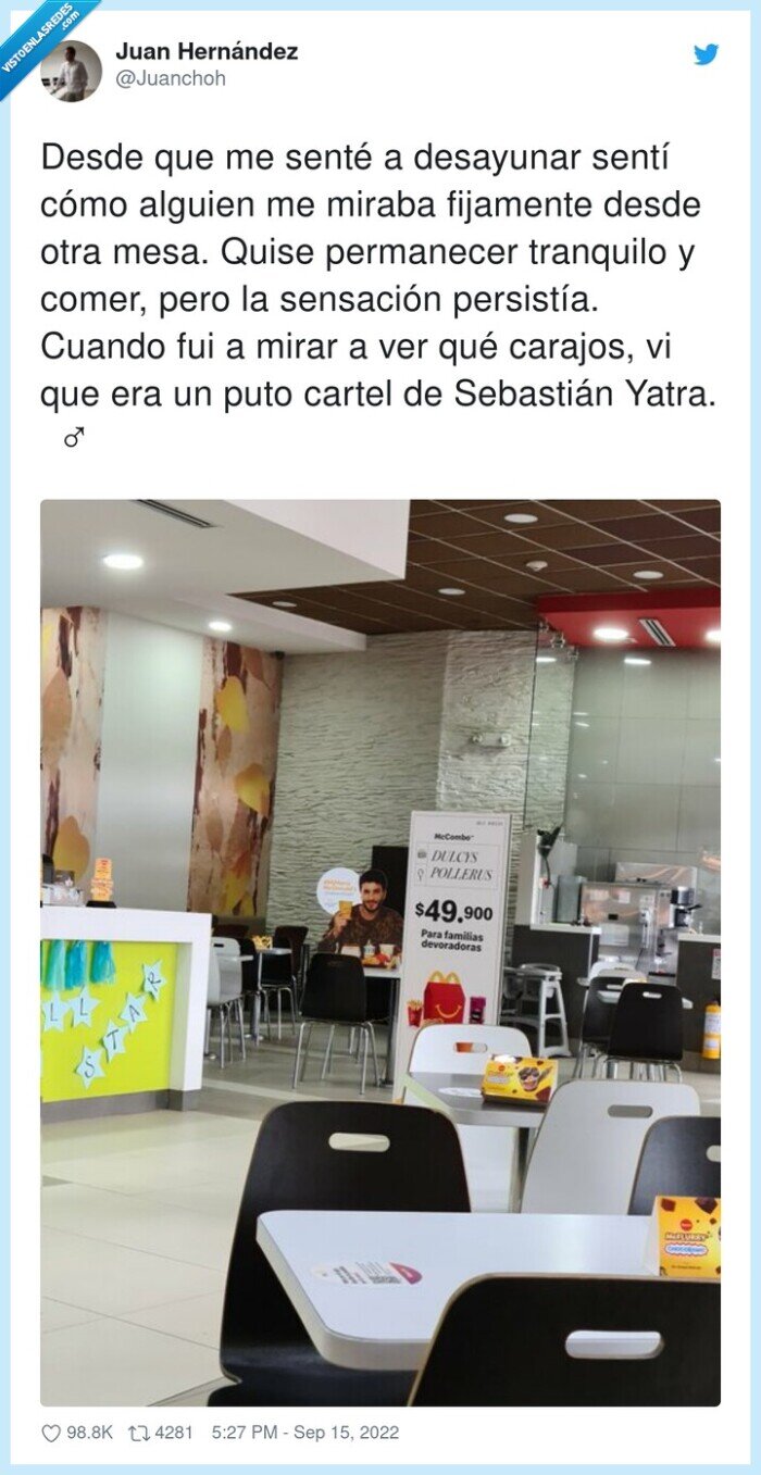 cartel,sebastián yatra,mcdonalds,cartón