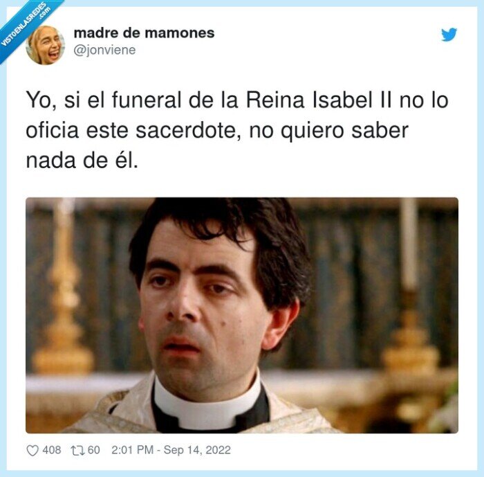 mr bean,sacerdote,funeral,reina isabel