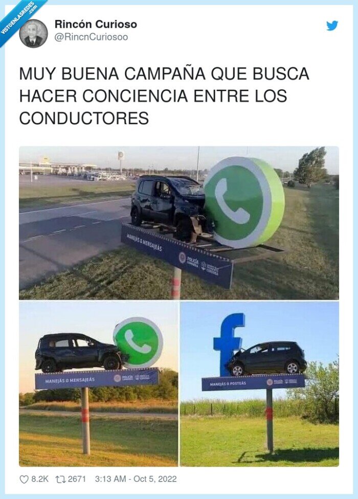 aviso,concienciar,coche,accidente,facebook,whatsapp