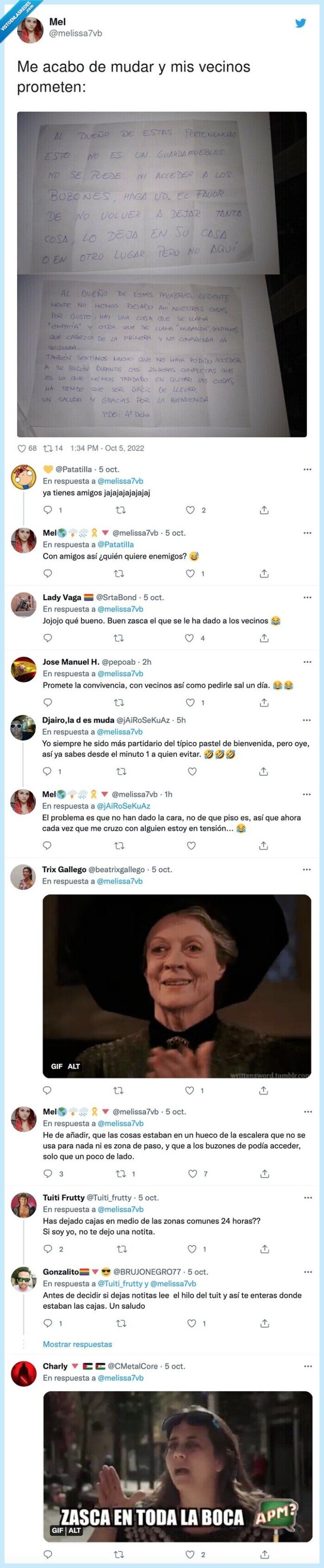 vecinos,mudarse,nota,cartel