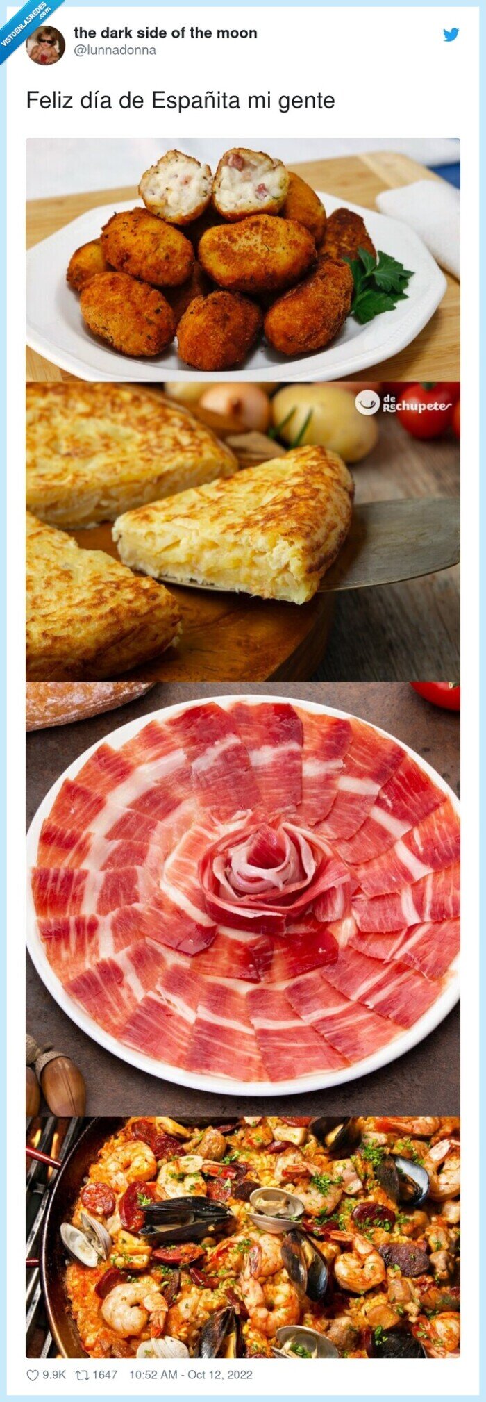 españita,??,feliz,12 octubre,día de la hispanidad,comida,croquetas,paella,jamon,tortilla
