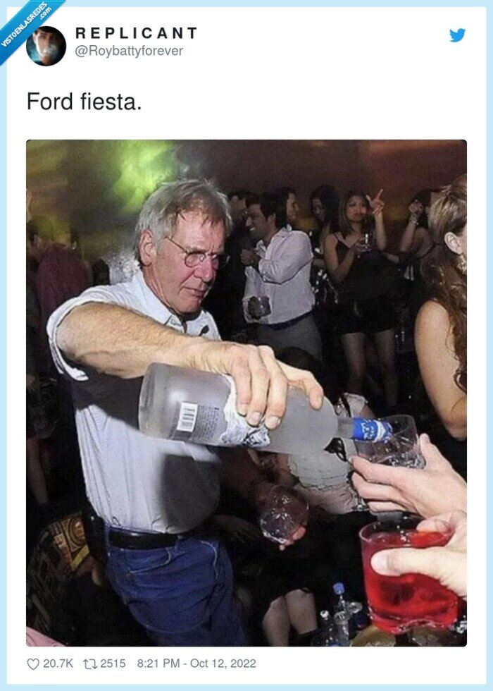 harrison ford,fiesta,botellas