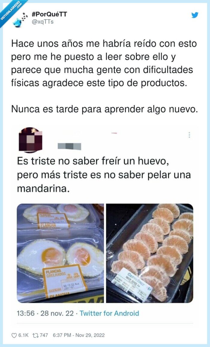 dificultades,productos,aprender,mercadona,mandarina pelada,huevos fritos