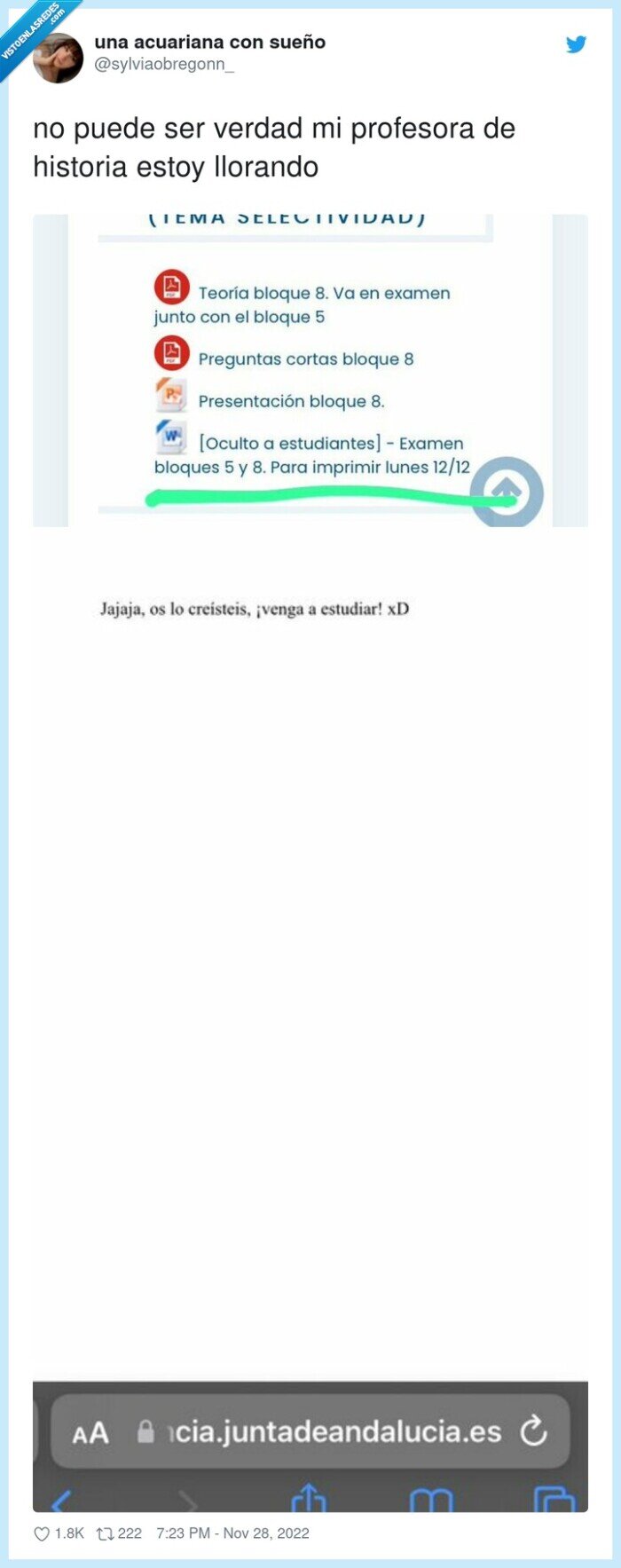 profesora,historia,bromas,examen