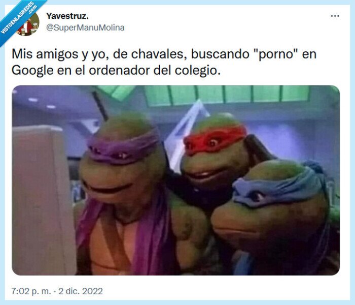 tortugas ninja,ordenador,colegio,chavales