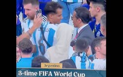 Enlace a Leo Messi pasa totalmente de la cara de Salt Bae cuando éste lo quiere abrazar , por @elopi23