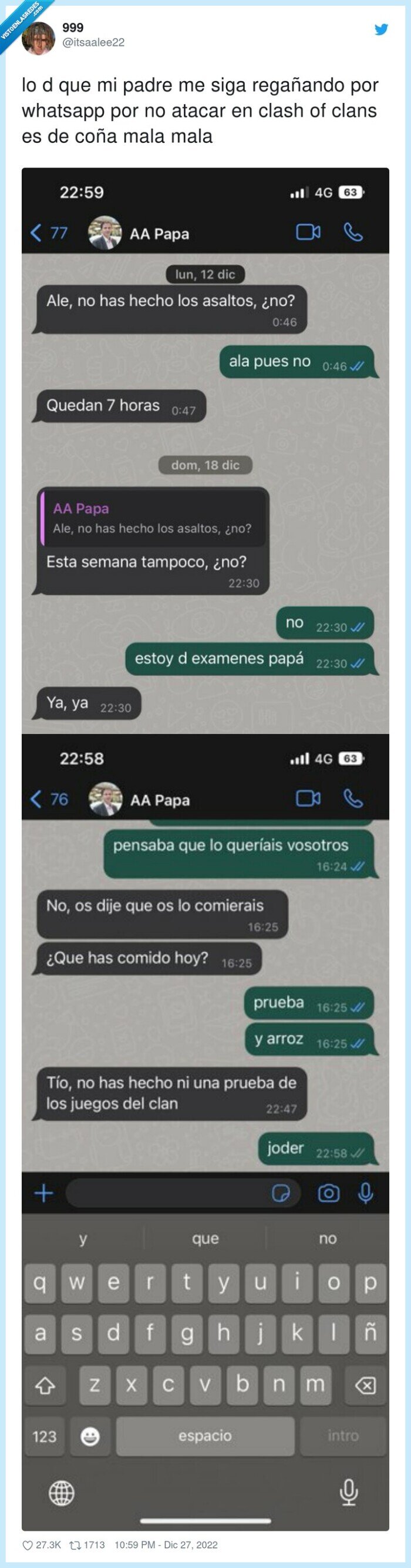 regañando,whatsapp,atacar,padre,clash of clans