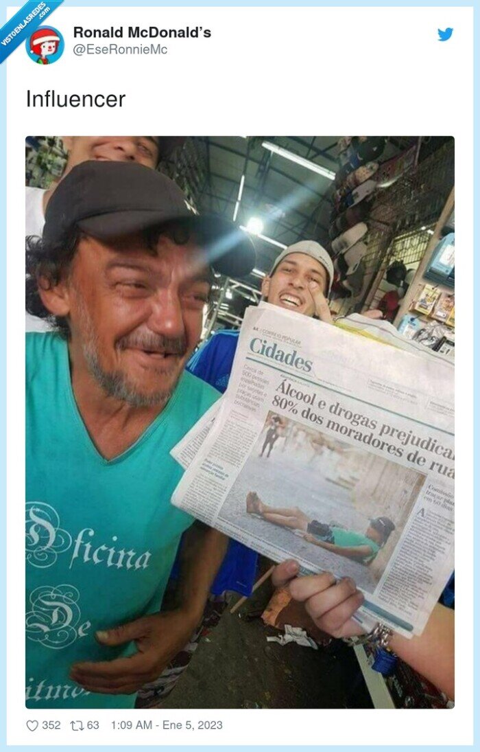 influencer,drogas,borracho,periodico