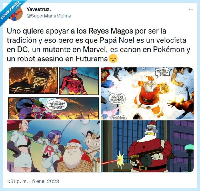 reyes magos,papá noel,futurama,pokémon,dc,marvel
