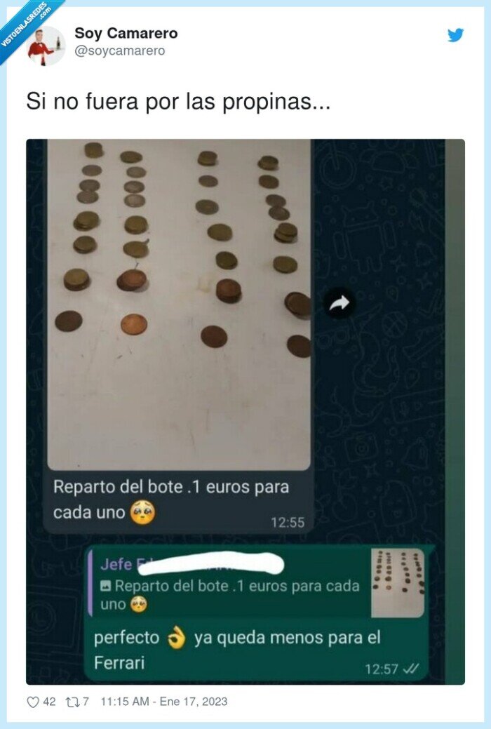 propinas,monedas,repartir,ferrari,camareros