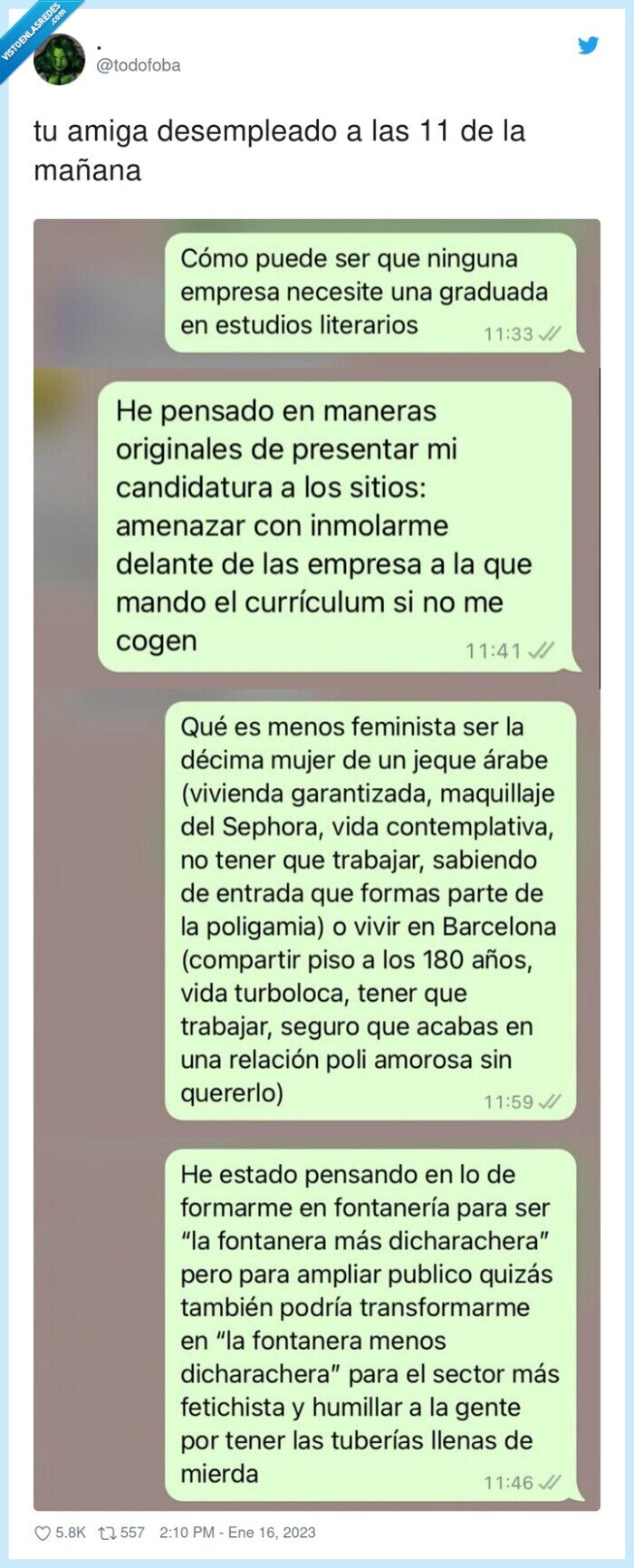 desempleado,mañana,amiga,estudios literarios