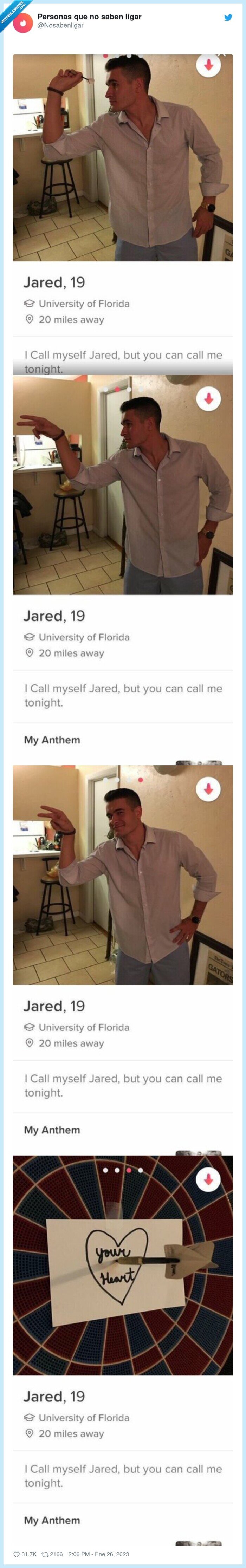 jared,diana,lanzar,dardo,tinder,ligar