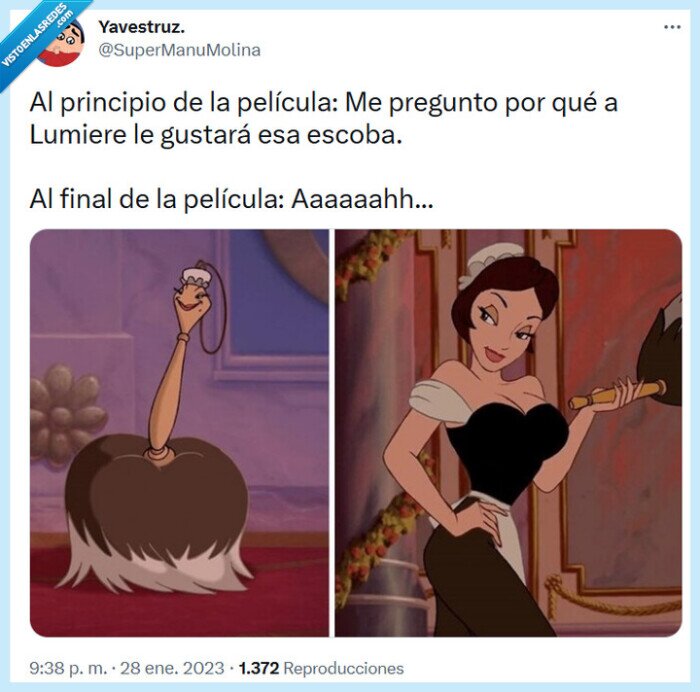 escoba,la bella y la bestia,lumiere