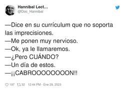Enlace a La paciencia no es lo mío, por @Doc_Hannibal