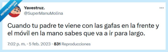 gafas,frente,padre,móvil,largo