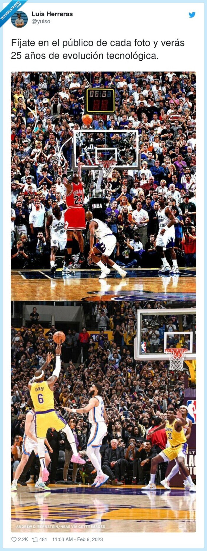 tecnológica,evolución,público,nba,lakers,lebron james,fotos