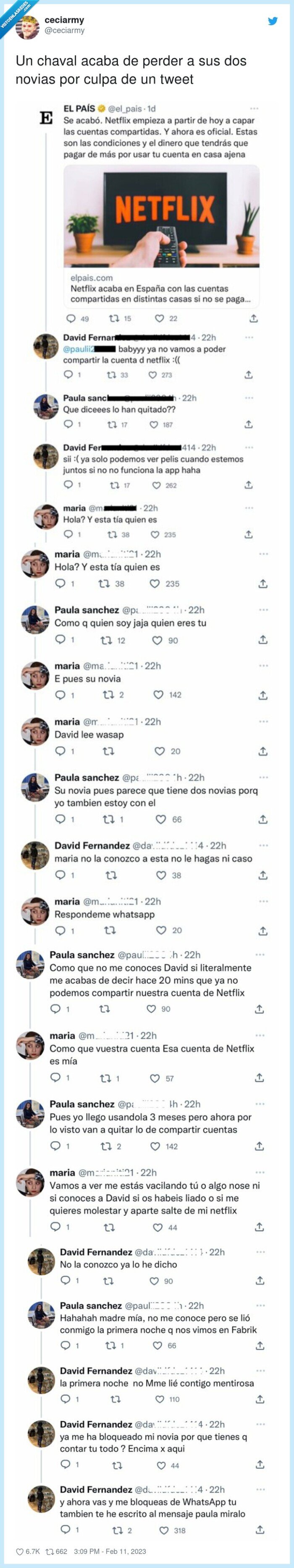 chaval,perder,novias,netflix,compartir,cuentas,culpa,tweet