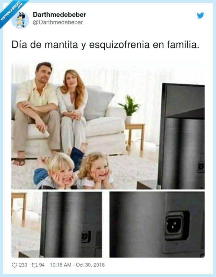 esquizofrenia,mantita,familia,día,televisión,apagada