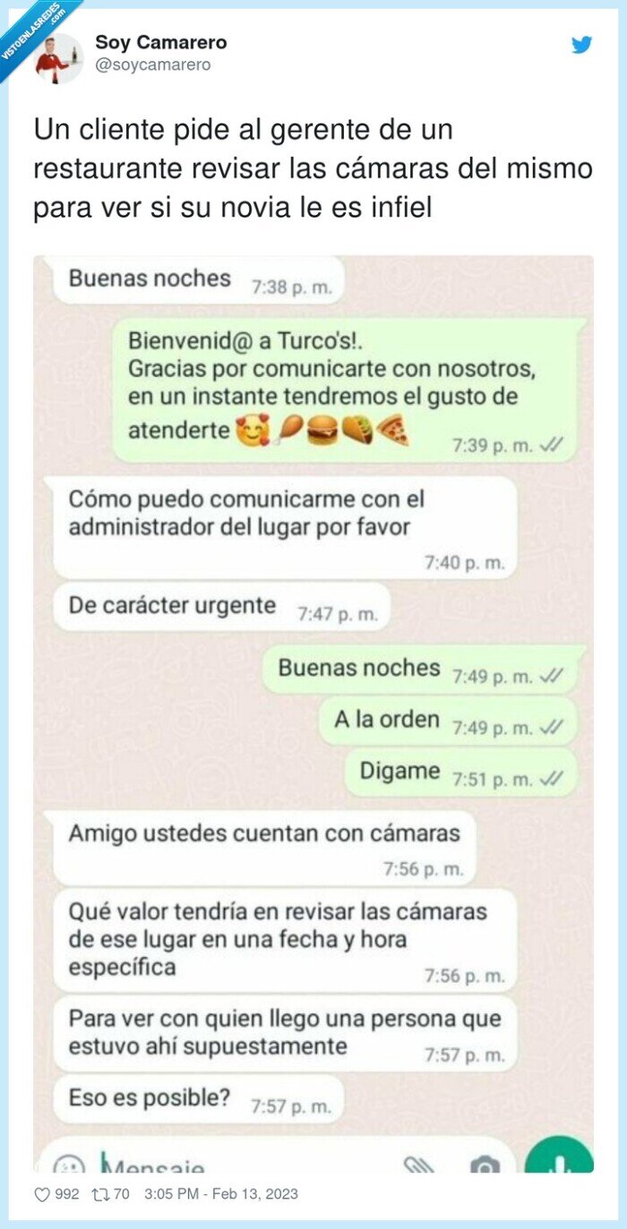 restaurante,cámaras,cliente,gerente,revisar,infiel