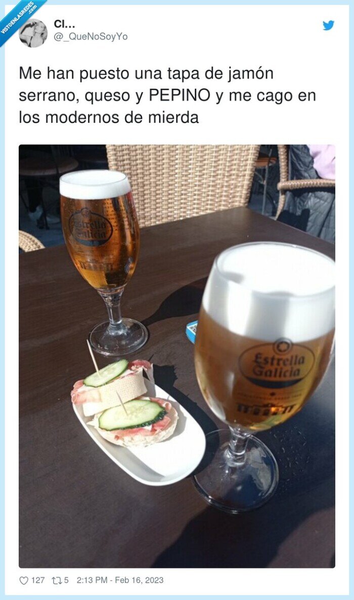 modernos,serrano,jamón,pepino,mierda