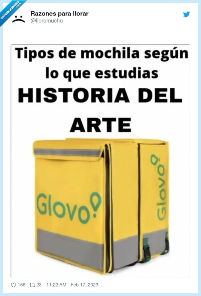 glovo,mochila,historia del arte,amarilla