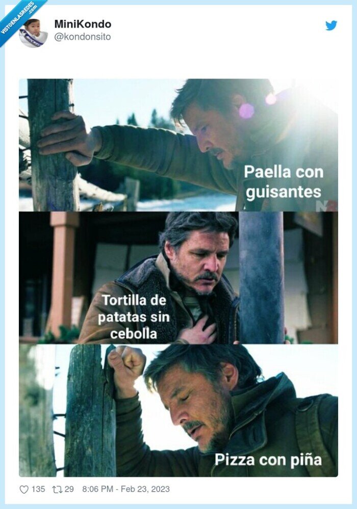 tlou,the last of us,tortilla,cebolla,pizza con piña,paella