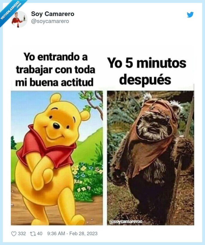 ewok,winnie the poo,trabajar,actitud,destrozado