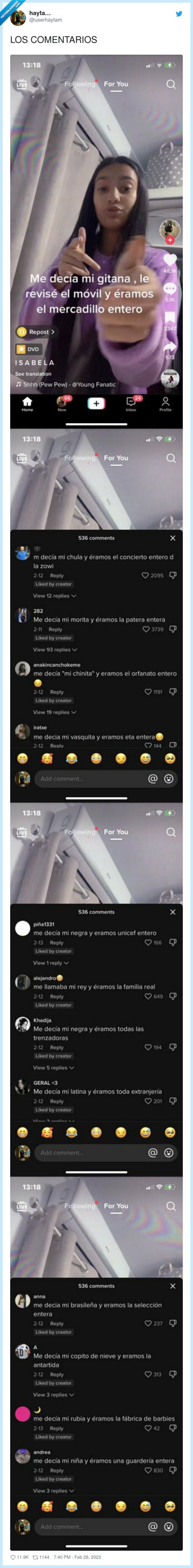comentarios,tiktok,ejemplos