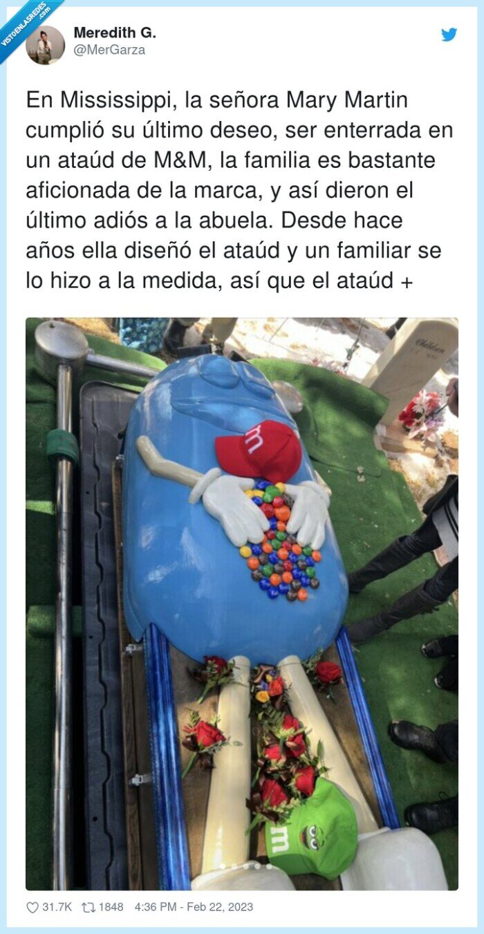 mississippi,aficionada,enterrada,familiar,tumba,abuela,m&m,muñeco