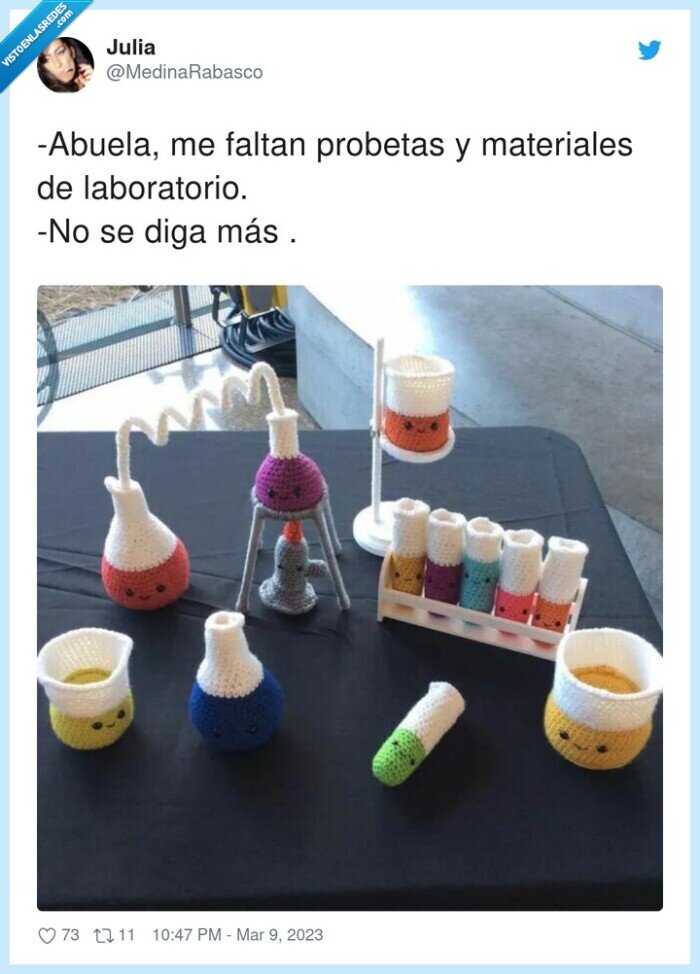 laboratorio,materiales,probetas,abuela,crochet