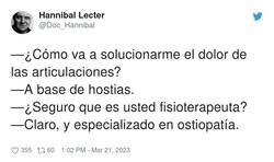 Enlace a Especializado en ostiopatía, por @Doc_Hannibal