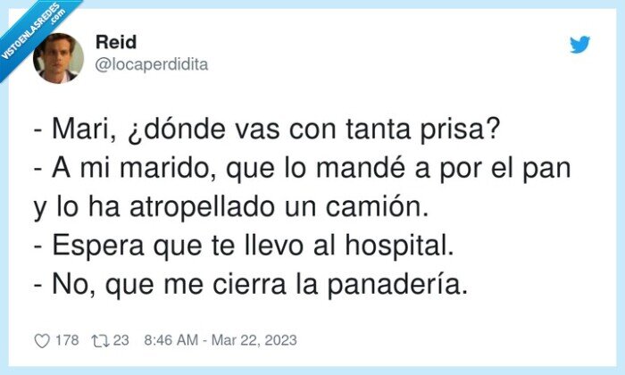atropellado,panadería,hospital,marido,camión