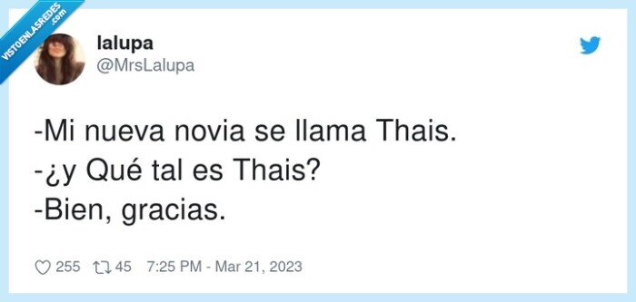 gracias,nueva novia,llamarse,thais