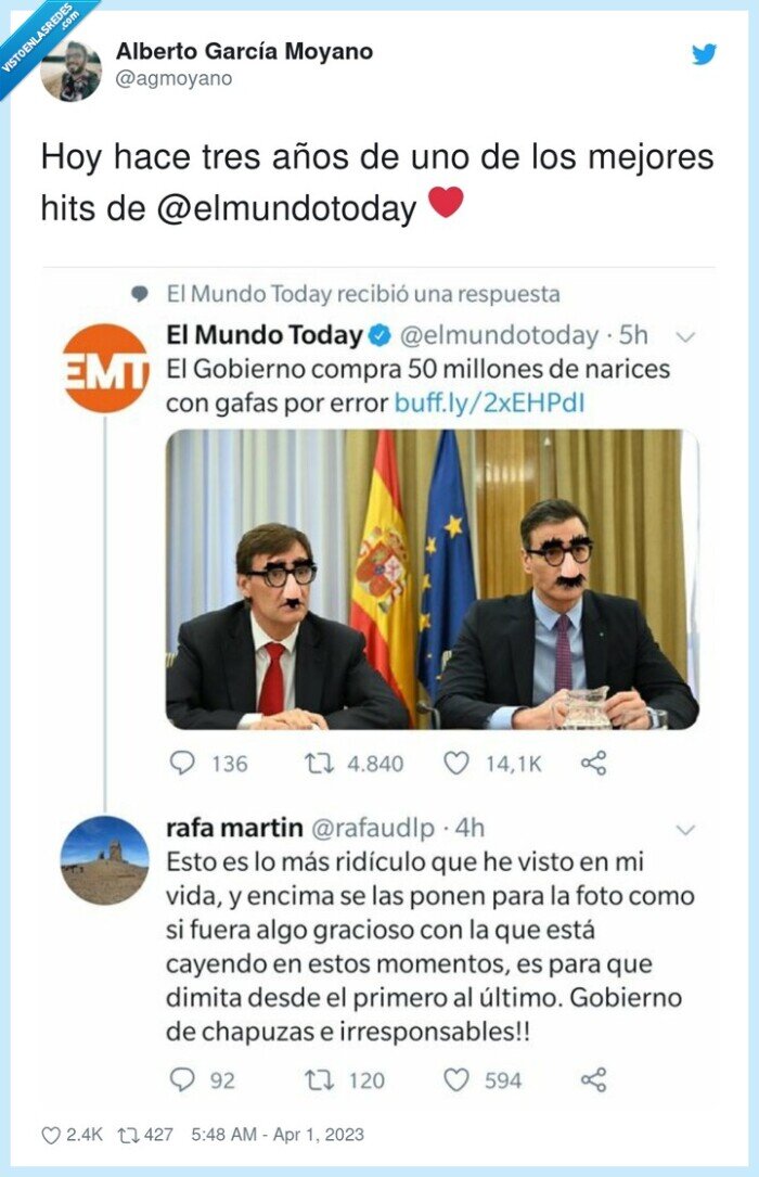 mundotoday,gafas con bigote,gobierno