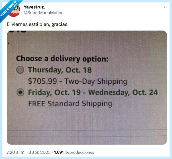 viernes,envío,pagar