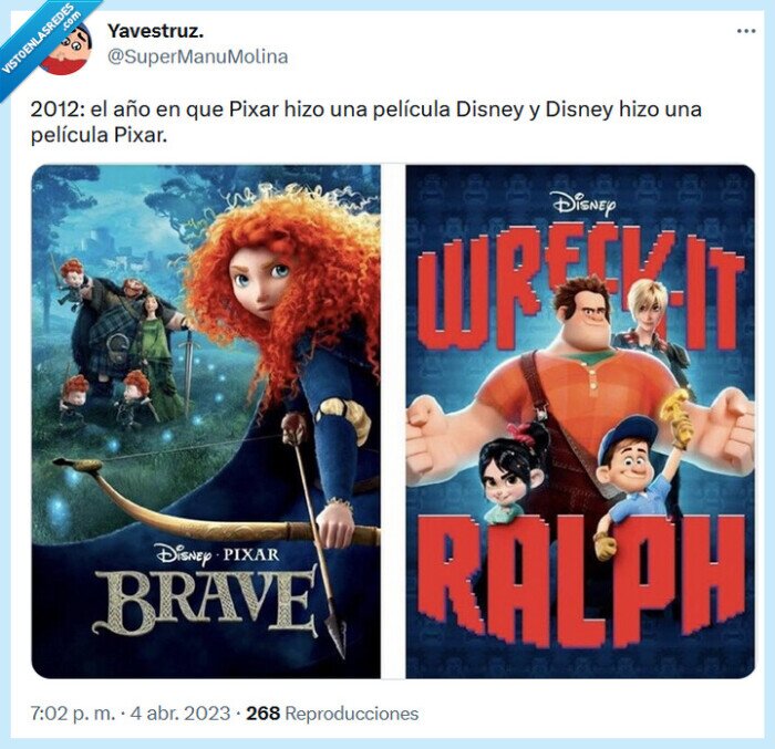 pixar,disney,brave,rompe ralph,2012