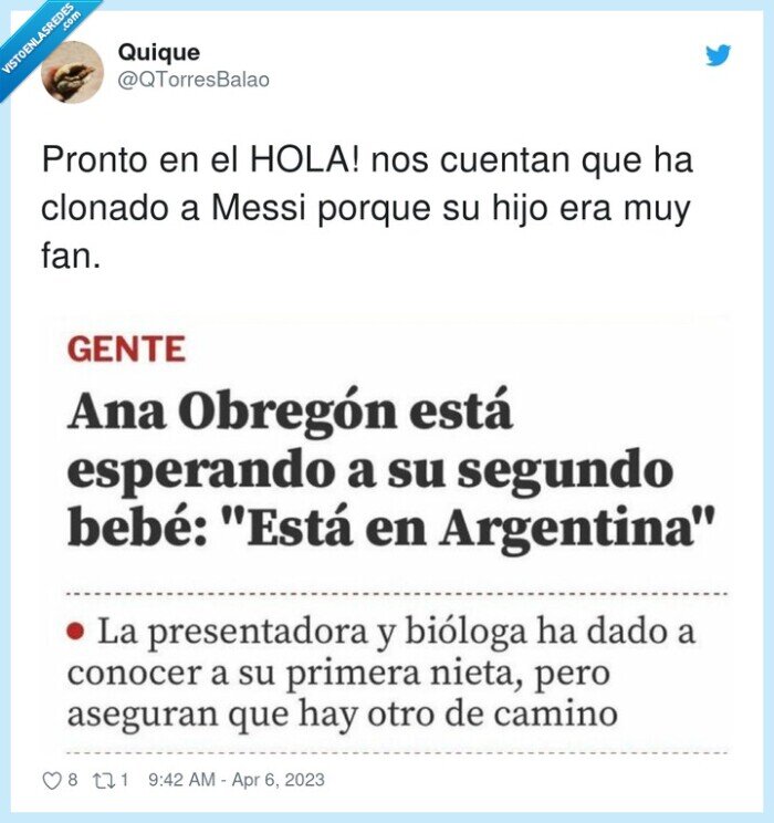 ana obregon,nieta,clonar,pronto,messi