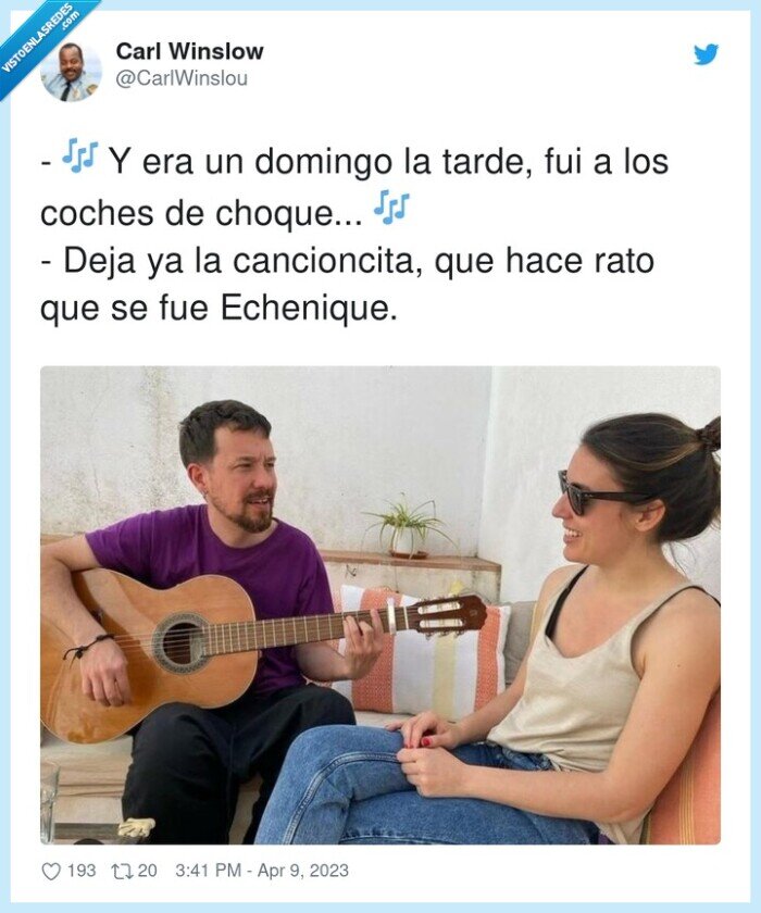 cancioncita,echenique,pablo iglesias,tarde,coches,choque