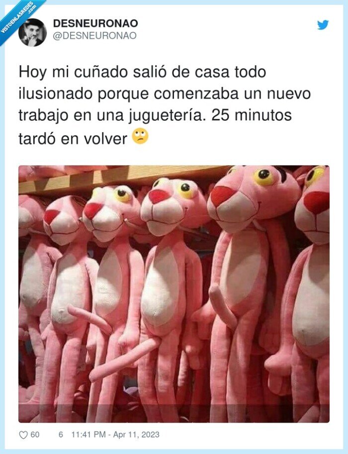 juguetería,ilusionado,comenzar,cuñado,trabajo,pantera rosa