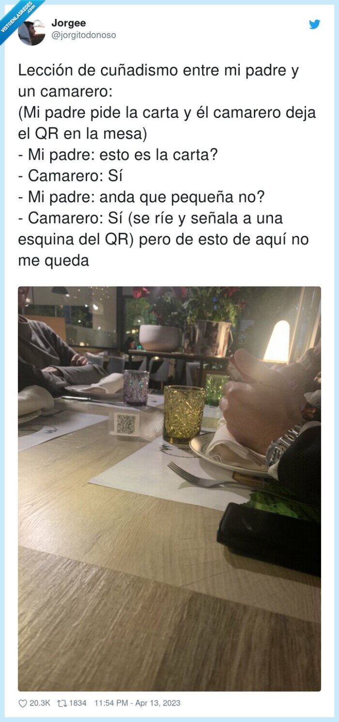 cuñadismo,lección,camarero,esquina,qr