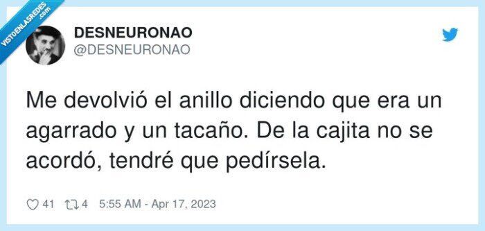 devolver,agarrado,anillo,tacaño