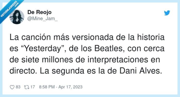 yesterday,interpretaciones,versionada,canción,historia,beatles,dani alves