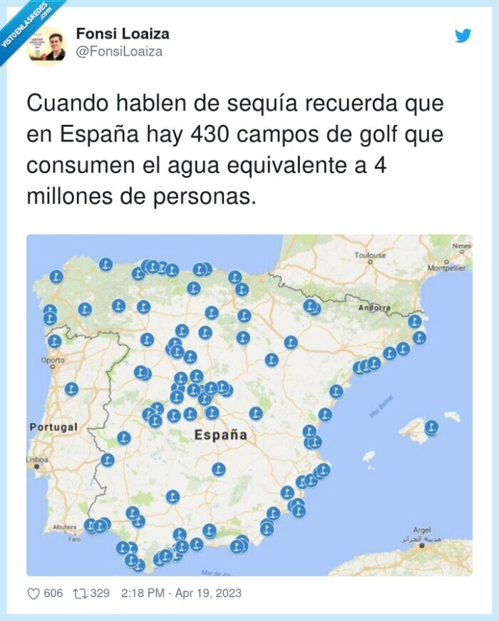 equivalente,consumo,golf,agua,sequía